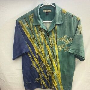Men's Green and Blue Bamboo Print Shirt